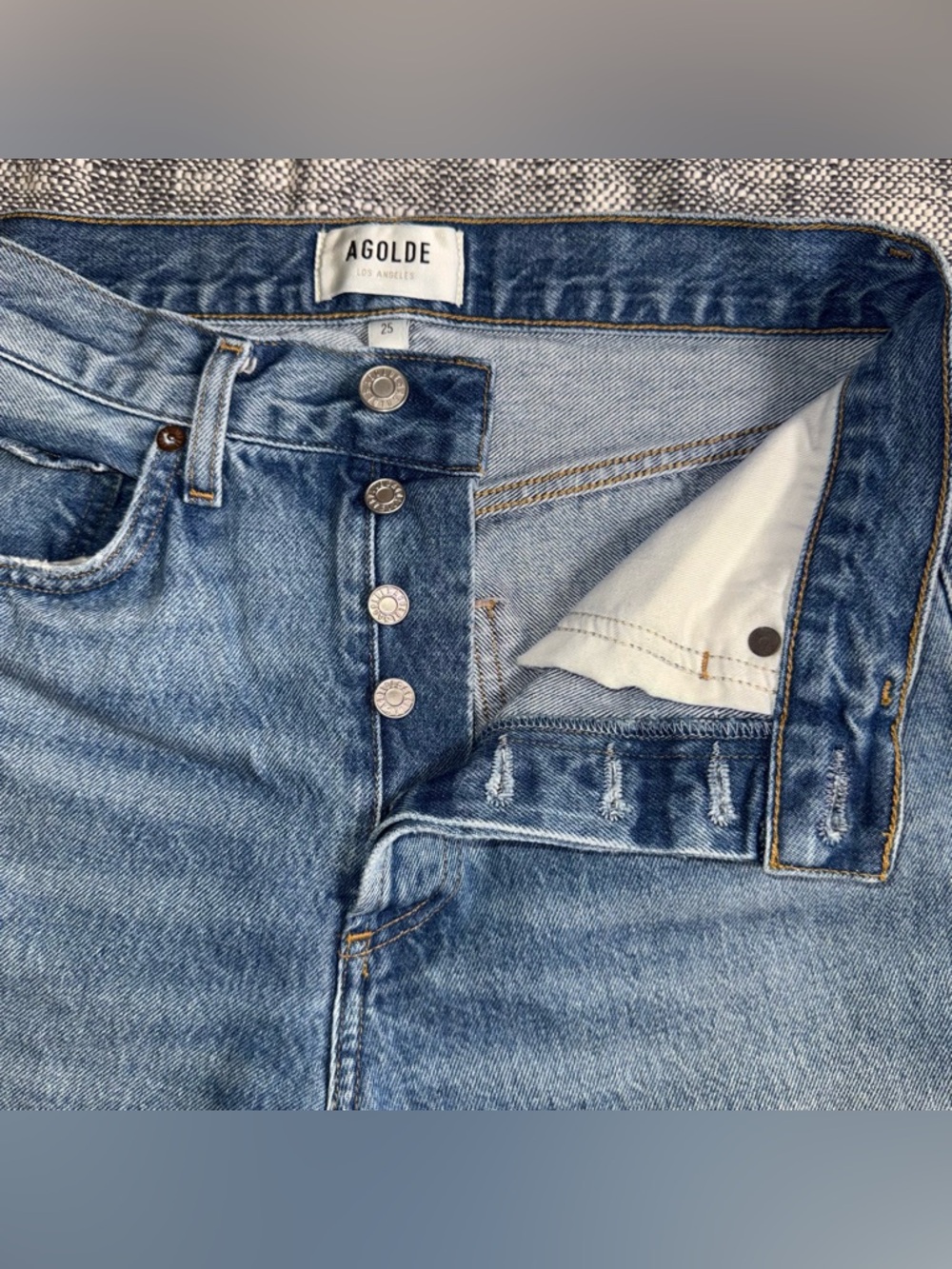 AGOLDE 90’s high rise jeans 25 light wash cotton vintage button fly - Picture 4 of 10
